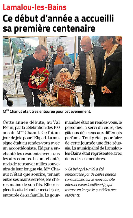 Centenaire de Mme Chanut